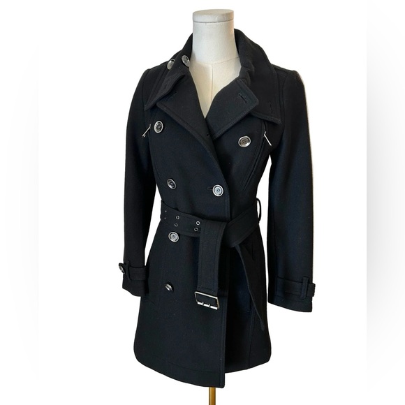 Burberry Brit black wool & cashmere belted coat, size 2 - Picture 2 of 5